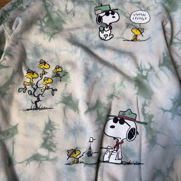 Peanuts Snoopy Parks Project Tie Dyed Sweatshirt Green Size S - Picture 7 of 8